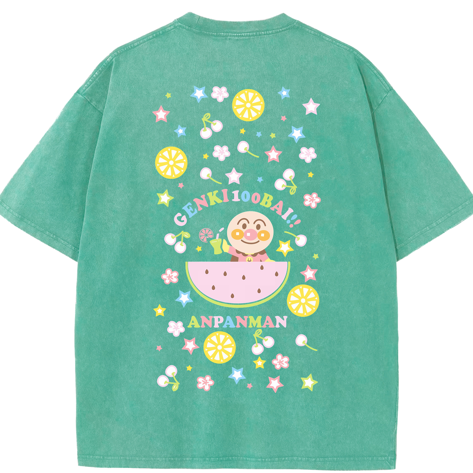 （画像用） アンパンマン Anpanman 綿100% ヴィンテージ風 半袖Tシャツ（背面プリント）
